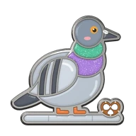 Pigeon eyeing a pretzel